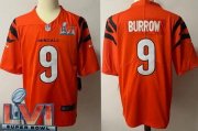 Wholesale Cheap Men's Cincinnati Bengals #9 Joe Burrow Limited Orange 2022 Super Bowl LVI Bound Vapor Jersey