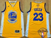 Wholesale Cheap Men's Golden State Warriors #23 Draymond Green Yellow 2017 The NBA Finals Patch Jersey