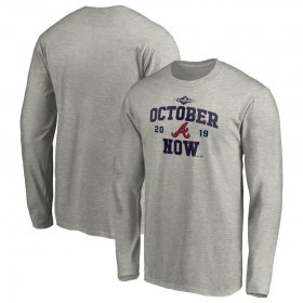 Wholesale Cheap Atlanta Braves Majestic 2019 Postseason ACE Long Sleeve T-Shirt Heather Gray