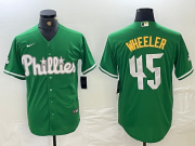 Cheap Men's Philadelphia Phillies #45 Zack Wheeler Kelly Green Cool Base Jersey