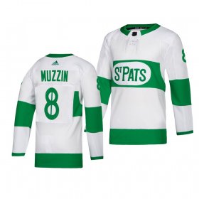 Wholesale Cheap Maple Leafs #8 Jake Muzzin adidas White 2019 St. Patrick\'s Day Authentic Player Stitched NHL Jersey