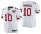 Wholesale Cheap Men's San Francisco 49ers #10 Jimmy Garoppolo White 75th Anniversary Patch 2021 Vapor Untouchable Stitched Nike Limited Jersey