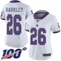 Wholesale Cheap Nike Giants #26 Saquon Barkley White Women's Stitched NFL Limited Rush 100th Season Jersey