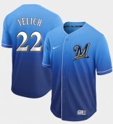 Wholesale Cheap Nike Brewers #22 Christian Yelich Royal Fade Authentic Stitched MLB Jersey