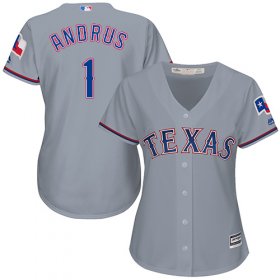 Wholesale Cheap Rangers #1 Elvis Andrus Grey Road Women\'s Stitched MLB Jersey