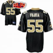 Wholesale Cheap Saints #55 Scott Fujita Black With Super Bowl Patch Stitched NFL Jersey