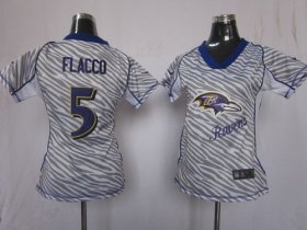 Wholesale Cheap Nike Ravens #5 Joe Flacco Zebra Women\'s Stitched NFL Elite Jersey
