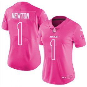 Wholesale Cheap Nike Panthers #1 Cam Newton Pink Women\'s Stitched NFL Limited Rush Fashion Jersey