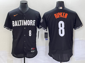 Wholesale Cheap Men\'s Baltimore Orioles #8 Cal Ripken Jr Number Black 2023 City Connect Flex Base Stitched Jersey