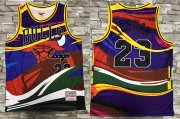 Wholesale Cheap Men's Chicago Bulls #23 Michael Jordan Multi Color Hardwood Classics Soul Swingman Throwback Printed NBA Jersey