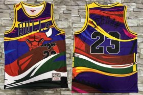 Wholesale Cheap Men\'s Chicago Bulls #23 Michael Jordan Multi Color Hardwood Classics Soul Swingman Throwback Printed NBA Jersey