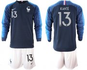 Wholesale Cheap France #13 Kante Home Long Sleeves Soccer Country Jersey