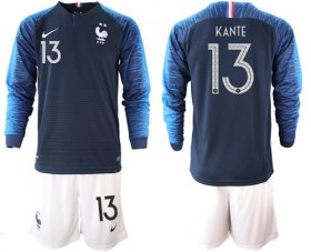 Wholesale Cheap France #13 Kante Home Long Sleeves Soccer Country Jersey