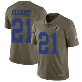 Wholesale Cheap Nike Cowboys #21 Ezekiel Elliott Olive Youth Stitched NFL Limited 2017 Salute to Service Jersey