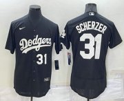 Wholesale Cheap Men's Los Angeles Dodgers #31 Max Scherzer Number Black Turn Back The Clock Stitched Cool Base Jersey