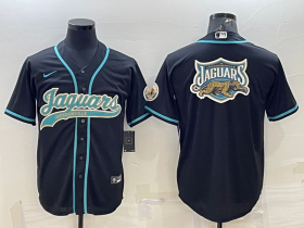 Wholesale Cheap Men\'s Jacksonville Jaguars Black Team Big Logo With Patch Cool Base Stitched Baseball Jersey