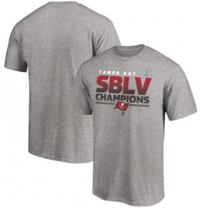 Wholesale Cheap Men\'s Tampa Bay Buccaneers Fanatics Branded Heathered Gray Super Bowl LV Champions Kickoff T-Shirt