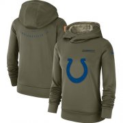 Wholesale Cheap Women's Indianapolis Colts Nike Olive Salute to Service Sideline Therma Performance Pullover Hoodie