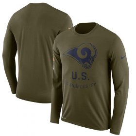 Wholesale Cheap Men\'s Los Angeles Rams Nike Olive Salute to Service Sideline Legend Performance Long Sleeve T-Shirt