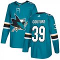 Wholesale Cheap Adidas Sharks #39 Logan Couture Teal Home Authentic Stitched Youth NHL Jersey