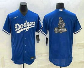 Cheap Men\'s Los Angeles Dodgers Big Logo Blue Flex Base Stitched Baseball Jersey