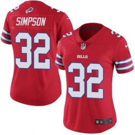 Wholesale Cheap Nike Bills #32 O. J. Simpson Red Women\'s Stitched NFL Limited Rush Jersey