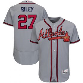 Wholesale Cheap Men\'s Atlanta Braves #27 Austin Riley Grey Flex Base Stitched Jersey