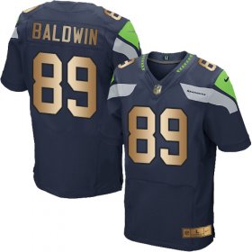 Wholesale Cheap Nike Seahawks #89 Doug Baldwin Steel Blue Team Color Men\'s Stitched NFL Elite Gold Jersey