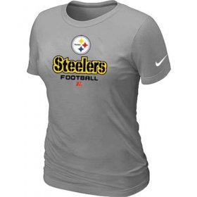 Wholesale Cheap Women\'s Nike Pittsburgh Steelers Critical Victory NFL T-Shirt Light Grey