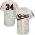 Wholesale Cheap Twins #34 Kirby Puckett Cream Strip Flexbase Authentic Collection Stitched MLB Jersey