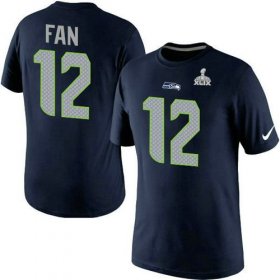 Wholesale Cheap Nike Seattle Seahawks #12 Fan Pride Name & Number 2015 Super Bowl XLIX NFL T-Shirt Navy Blue