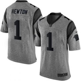 Wholesale Cheap Nike Panthers #1 Cam Newton Gray Men\'s Stitched NFL Limited Gridiron Gray Jersey
