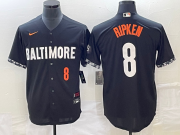 Wholesale Cheap Men's Baltimore Orioles #8 Cal Ripken Jr Number Black 2023 City Connect Cool Base Stitched Jersey 1
