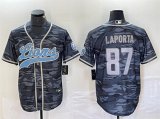 Cheap Men's Detroit Lions #87 Sam LaPorta Gray Camo Cool Base Stitched Baseball Jersey