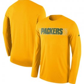 Wholesale Cheap Green Bay Packers Nike Sideline Seismic Legend Long Sleeve T-Shirt Gold