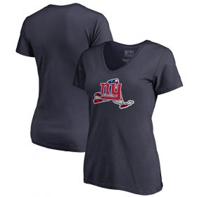 Wholesale Cheap Women\'s New York Giants NFL Pro Line by Fanatics Branded Navy Banner State V-Neck T-Shirt