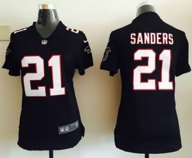 Wholesale Cheap Nike Falcons #21 Deion Sanders Black Alternate Women\'s Stitched NFL Elite Jersey