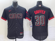 Wholesale Cheap Men's Cincinnati Reds #30 Ken Griffey Jr Black 2023 City Connect Flex Base Stitched Jersey