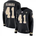 Wholesale Cheap Nike Saints #41 Alvin Kamara Black Team Color Women's Stitched NFL Limited Therma Long Sleeve Jersey
