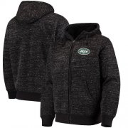 Wholesale Cheap Men's New York Jets G-III Sports by Carl Banks Heathered Black Discovery Sherpa Full-Zip Jacket