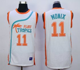Wholesale Cheap Flint Tropics 11 Ed Monix White Semi Pro Movie Stitched Basketball Jersey