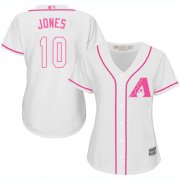 Wholesale Cheap Diamondbacks #10 Adam Jones White/Pink Fashion Women's Stitched MLB Jersey