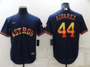 Wholesale Cheap Men's Houston Astros #44 Yordan Alvarez Navy Blue Rainbow Stitched MLB Cool Base Nike Jersey