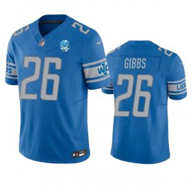 Cheap Men\'s Detroit Lions #26 Jahmyr Gibbs Blue 2023 F.U.S.E. 90th Anniversary Vapor Untouchable Limited Stitched Jersey