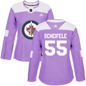 Wholesale Cheap Adidas Jets #55 Mark Scheifele Purple Authentic Fights Cancer Women\'s Stitched NHL Jersey