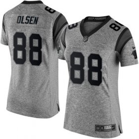 Wholesale Cheap Nike Panthers #88 Greg Olsen Gray Women\'s Stitched NFL Limited Gridiron Gray Jersey