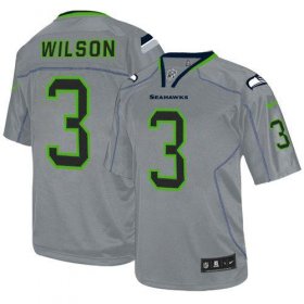 Wholesale Cheap Nike Seahawks #3 Russell Wilson Lights Out Grey Men\'s Stitched NFL Elite Jersey
