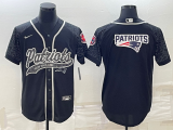 Wholesale Cheap Men's New England Patriots Black Reflective Team Big Logo With Patch Cool Base Stitched Baseball Jersey