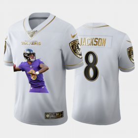 Cheap Baltimore Ravens #8 Lamar Jackson Nike Team Hero 2 Vapor Limited NFL 100 Jersey White Golden