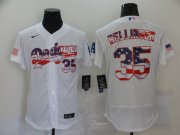 Wholesale Cheap Men's Los Angeles Dodgers #35 Cody Bellinger White USA Flag Stitched MLB Flex Base Nike Jersey